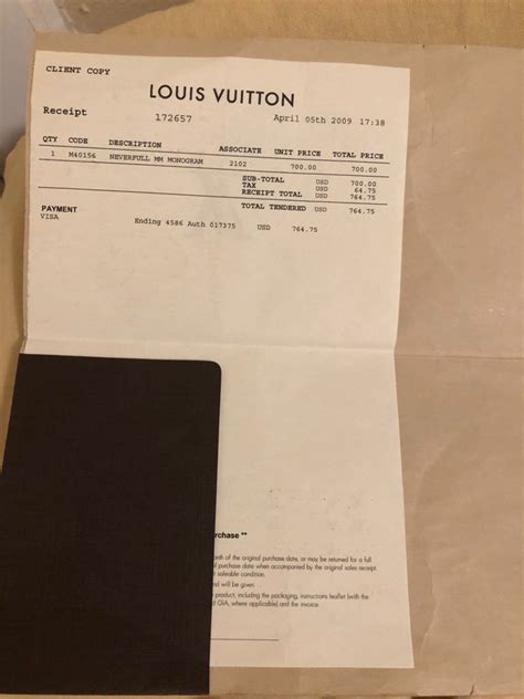 louis vuitton wallet receipt.